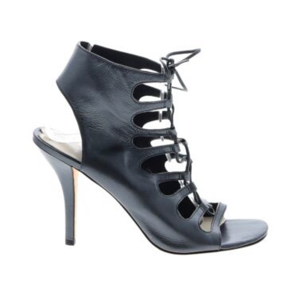 Via Spiga Metallic Steel Blue Lace up Heels US 8
